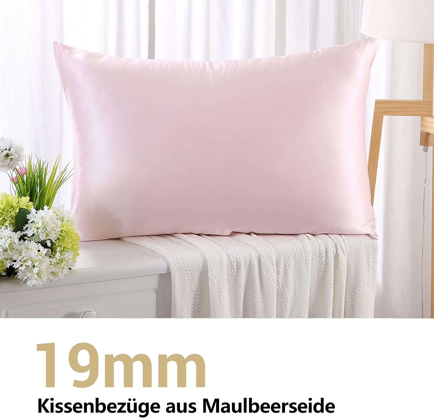 ZIMASILK 100% Mulberry Silk Pillowcase for Hair and Skin,Both Sides 19 Momme Silk, 1pc (40x80cm, Pink), 40 x 80 cm - Image 3