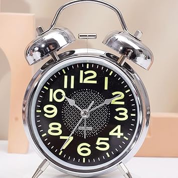 Old Fashioned Alarm Clock | Loud Alarm - Quiet Vintage Timer 3 Inch Watch Classic for Bed Kids Sleepers Bedroom Desk Seniors Room Bedside