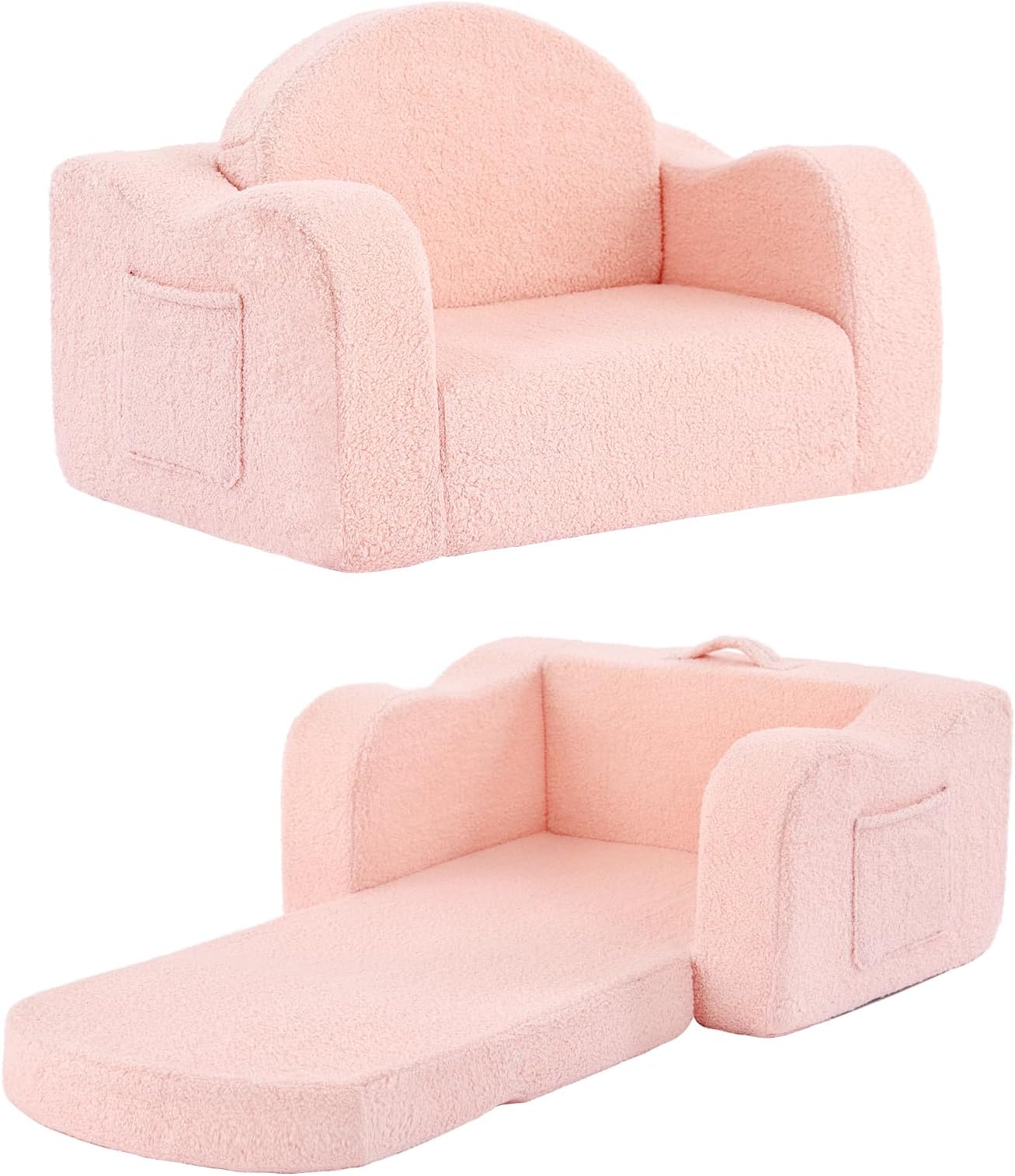 - Kids Chair Couch, Folding Toddler Comfy Sofa Chairs, 2-in-1 Kids Plush Sofa Fold Out, Baby Armrest Chair Sofa to Lounger, Convertible Play Sofas for Girl or Boy, Pink