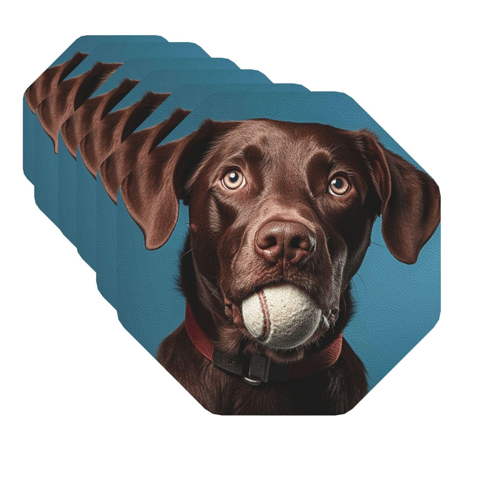 Mxzerfkgla Octagon Drink Coasters Set Of 6 Decorative Leather Coasters Funny Dog Coasters For Drinks Cups Mugs Mat Pads Absorbent Non-Slip Coasters For Coffee Table Kitchen Bar Home Decor
