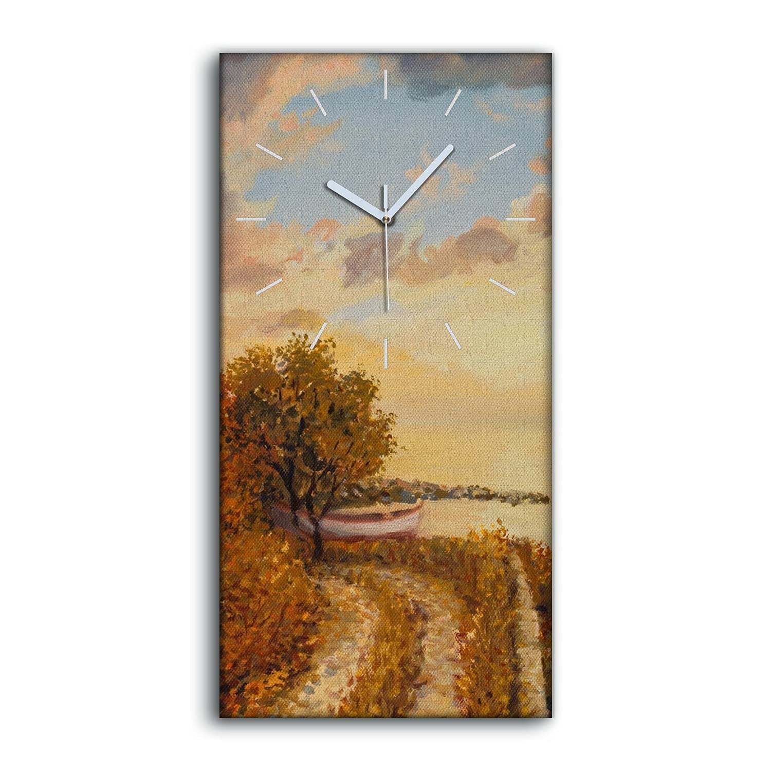 Horloge sur Toile Salon Art Moderne Image Murale Fine Aiguille Blanche