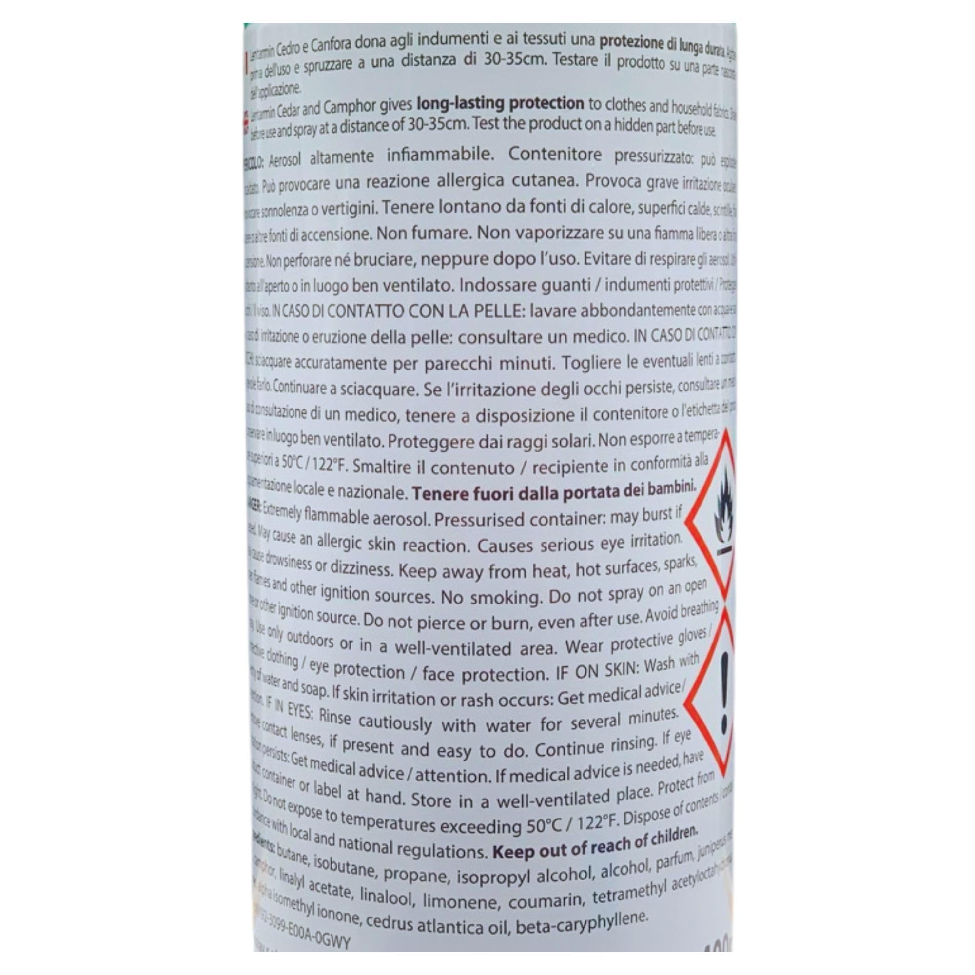 2x Spray Salvatessuti LENTARMIN, Doppia Protezione Su Lana e Tessuti Grazie Alla Combinazione Di Cedro e Canfora. Utilizzabile Su Tutti i Tessuti, Non Macchia 400ml