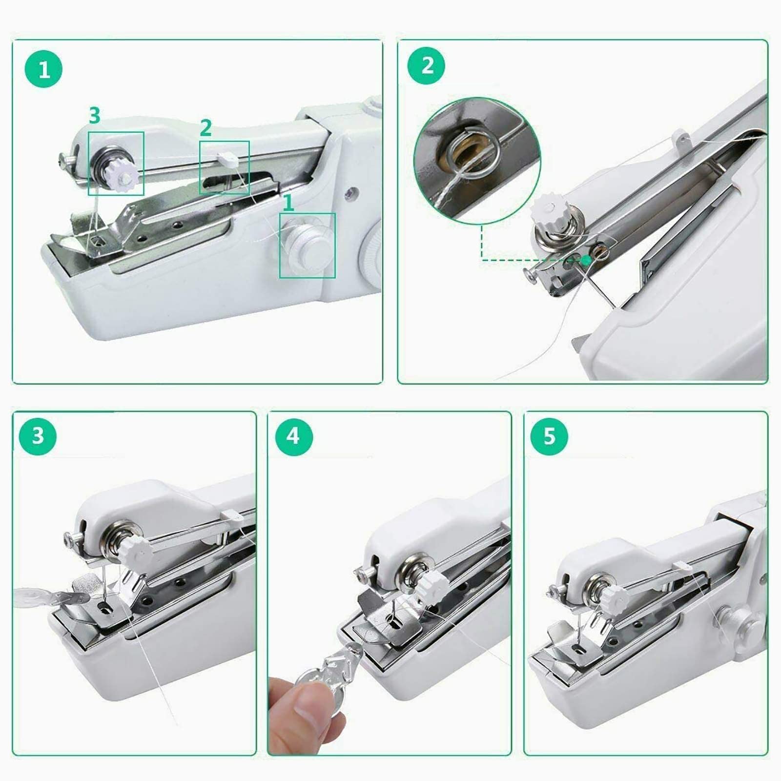 Macchina Da Cucire Portatile, Dispositivo Per Cucire Manuale Elettrico Portatile Con 49 Pezzi Di Accessori Per Cucire, Due Tipi Di Alimentazione, Punto Veloce E Facile Da Usare, Per Vestiti, Tessuti
