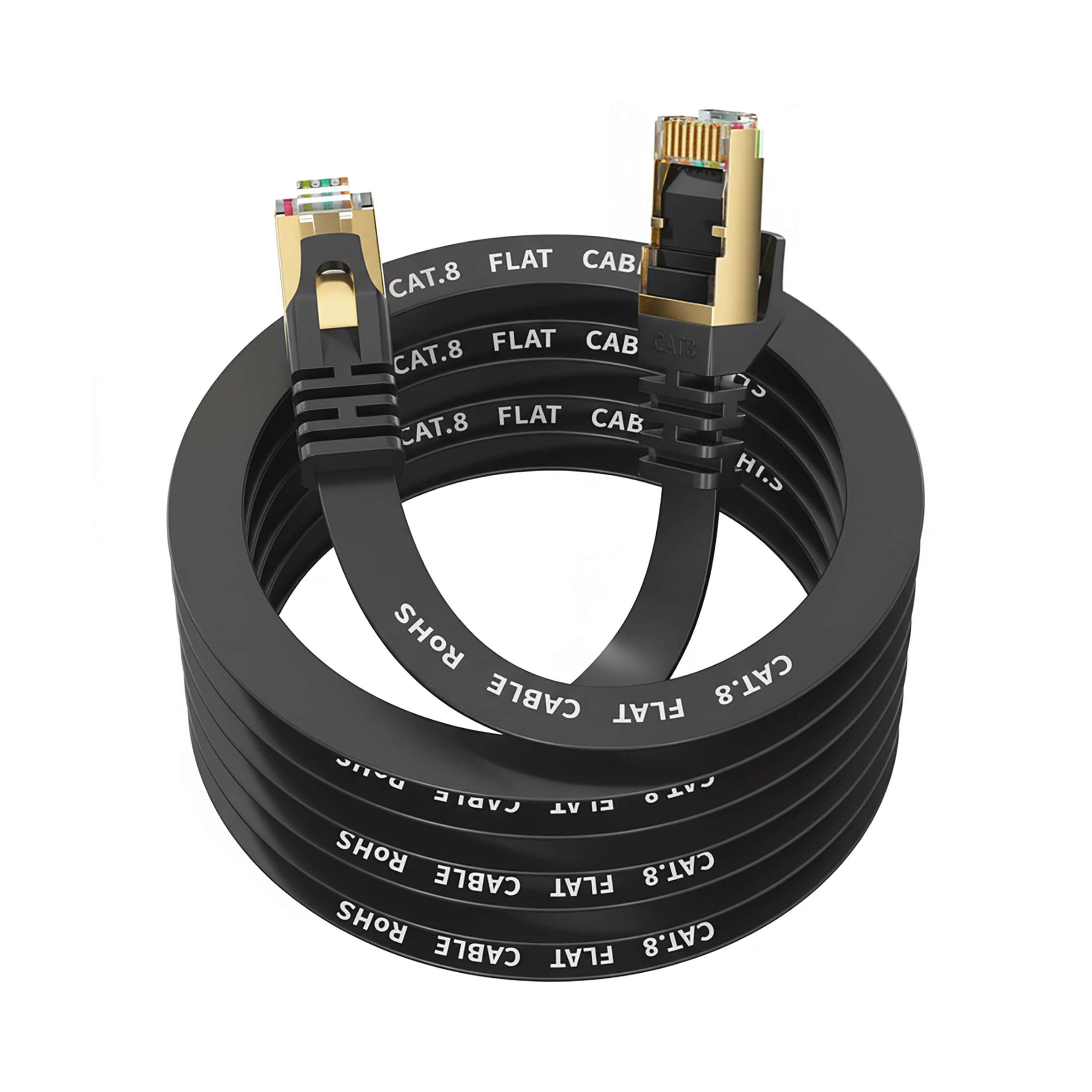 YesTXR LAN Kabel 30M，Cat 8 Ethernet Kabel 40Gbps 2000MHz S/FTP RJ45 Hochgeschwindigkeit Netzwerkkabel für PS5 Router Modem TV Switch Laptop (Schwarz)