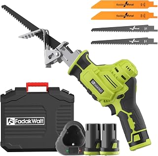 12 V Cordless Electric Sabre Saw, Variable Speed 0-2700RPM, Green Cordless Reciprocating Saw with 2 x 2.0Ah Battery & Charger, 4 Blade Ideal for Cutting Wood, Branches, Metal