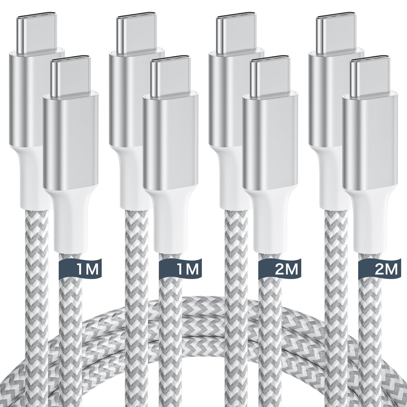 タイプc ケーブル【1m+1m+2m+2m 4本 60W急速充電】usb c ケーブル PD3.0対応 データ転送 断線防止 高耐久ナイロン編み PD対応 iPhone 17/16/15 超高速充電iPad/Macbook/Android/Nintendo/Pixel7a/Galaxy/Sony/Samsung 等Type-C各種対応