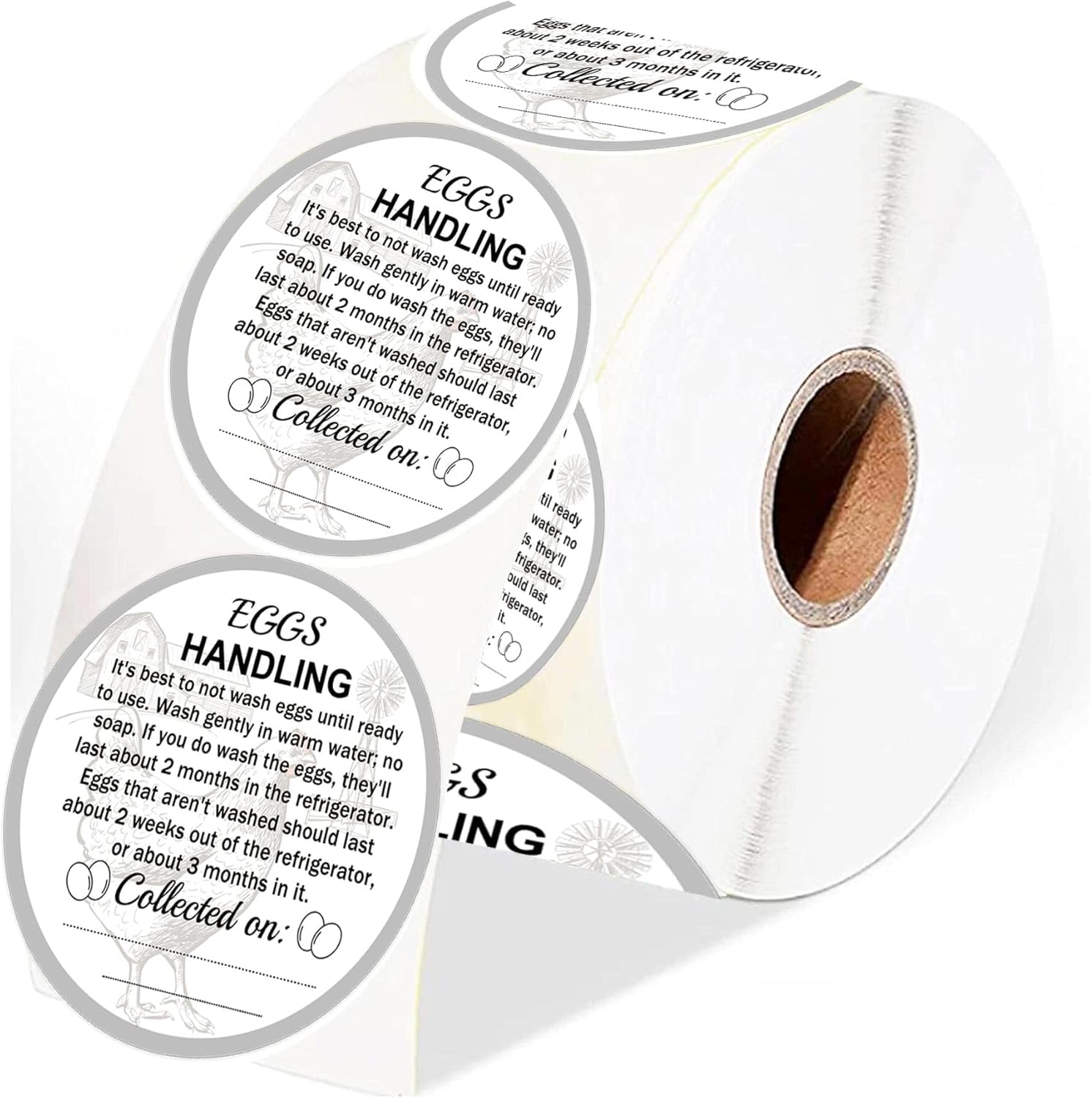 500 Pcs Farm Fresh Eggs Carton Labels Eggs Handling Stickers - 2 Inch Egg Packaging Stickers for Chicken Quail, Duck Egg