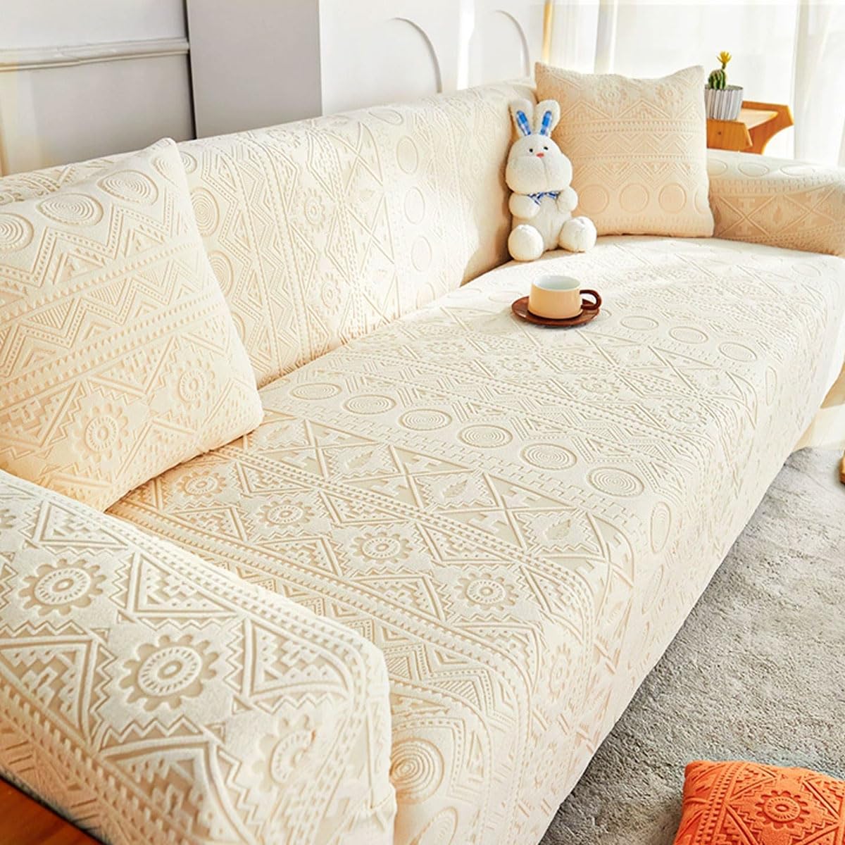 Qqwbhj O Sofa Cover Stretch 1 2 3 4 Seater Non Slip Couch Covers Anti Slip Thickened Sofa Slipcovers All-Inclusive Sofa Slipcover Polyester Spandex Furniture Protector(Size:4 Seater (235-300Cm),Color:o)