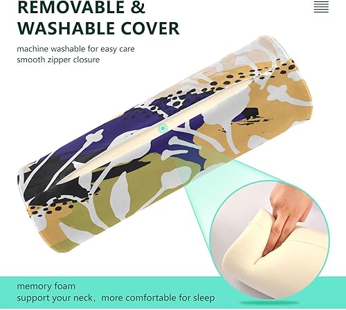 Miniatura 3 de Abstract Floral Leopard Printed Round Bolster Pillow Neck Roll Pillow Form Round Pillows for Couch for Round Pillow Cases with Zipper Cylinder Neck