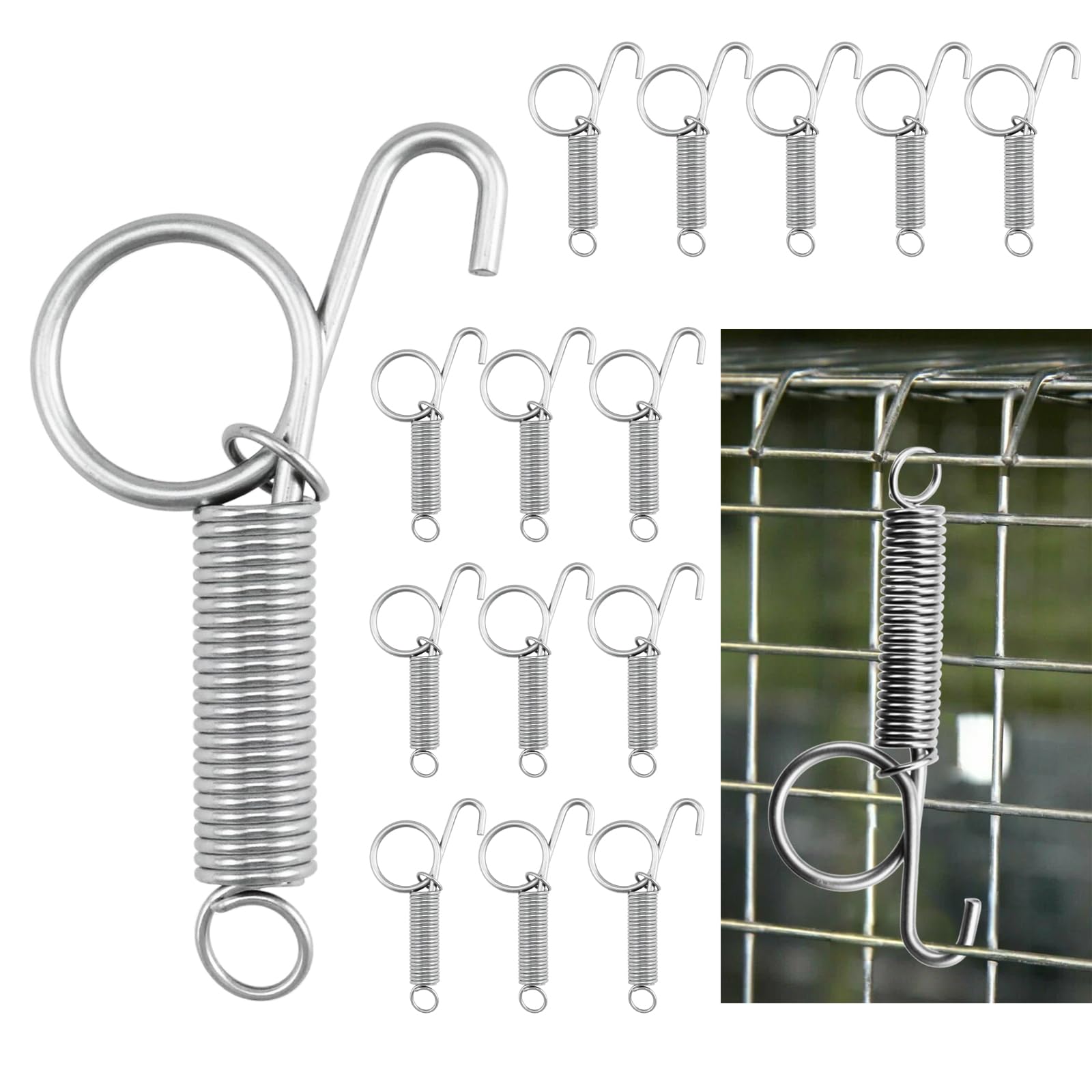 15 Pack Spring Hook Latches for Cage, Metal Finger Spring Latch