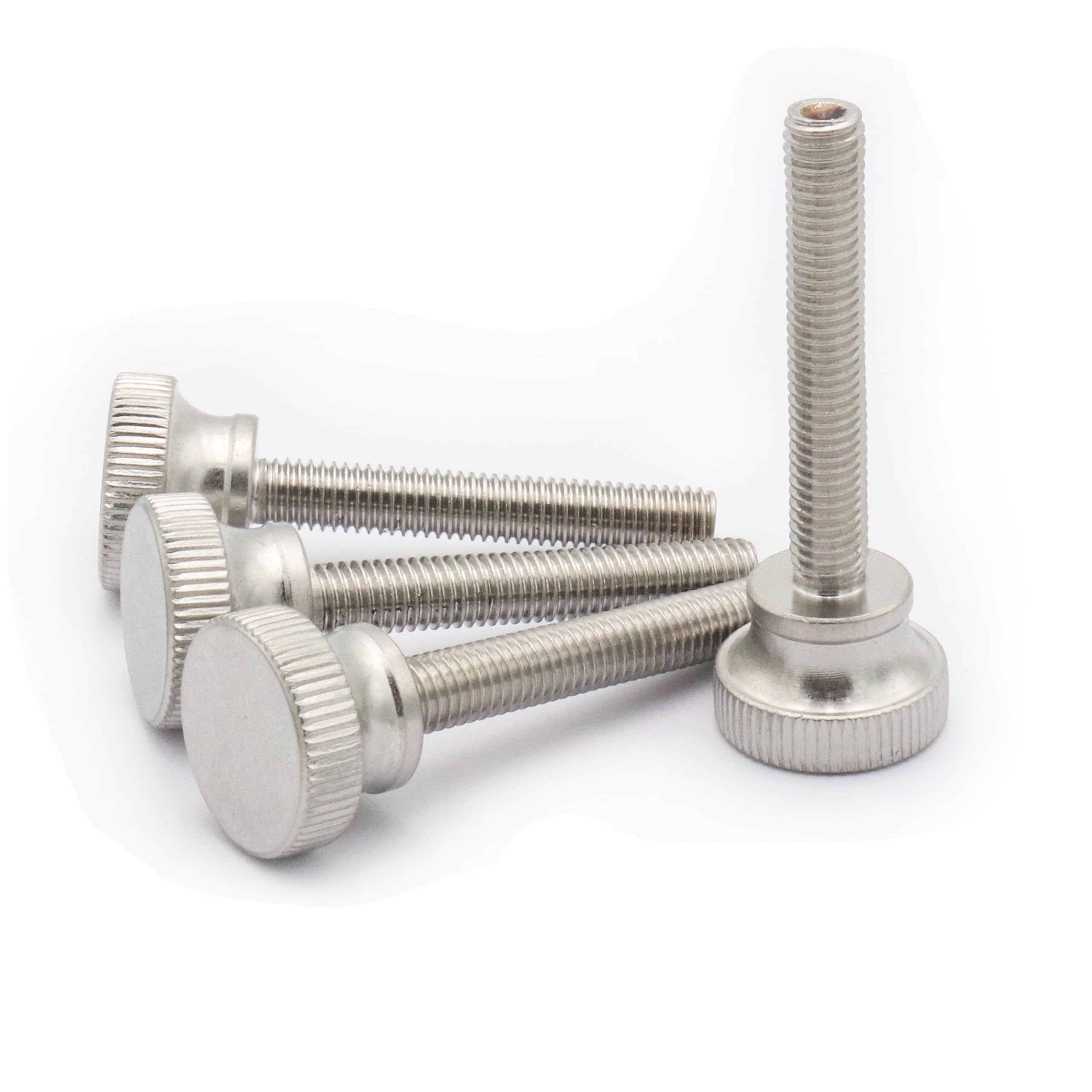 SCXCLY 5pcs Knurled Thumb Screws, M8x50mm Flat Knurled Head Thumb Screws Bolts with Shoulder Grip Knobs, 304 Stainless Steel (Silvery)