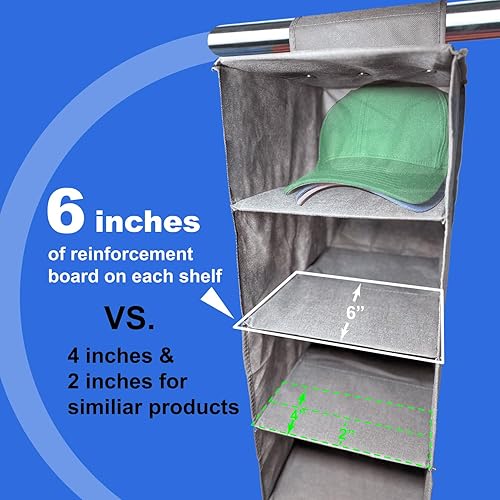 Miniatura 4 de Perfect Curve Organizador de gorras de armario de 11 bolsillos. Organizador de sombreros de armario colgante de 11 estantes para gorras de béisbol -