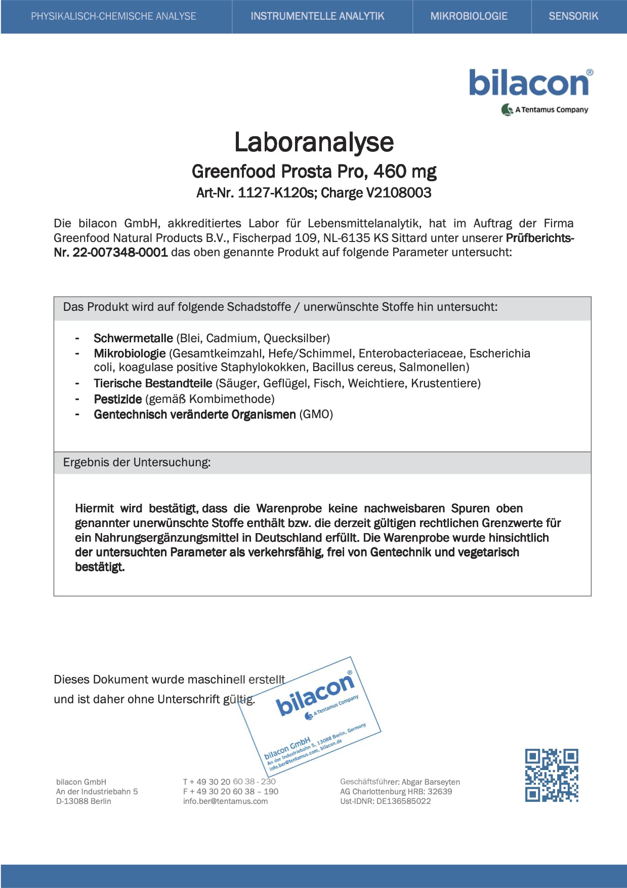 Prosta Pro, 460 mg - 120 Kapseln, vegan. Hochdosierte, reichhaltige Formel - mit Sägepalme, Zink, Selen u.a. OHNE künstliche Zusätze - laborgeprüft. Von Greenfood.
