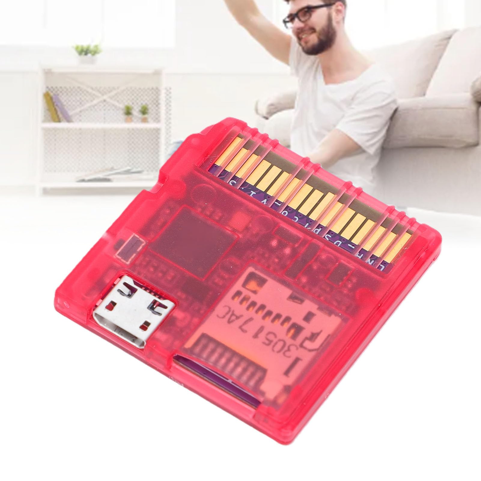 Yunseity DSPico DS Flashcard pour ND 3DS 2DS DSi NDSL NDS, Lecteur de Carte de Jeu Open Source RP2040 avec Vitesse de 6 Mo/s, Cartouche Flash de Mise à Niveau R4 pour Logiciel Homebrew et (Rouge