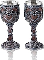 Vista 9 de Cáliz de Dragón Plateado, Cáliz Medieval de Acero Inoxidable Dungeons and Dragons. Regalo Coleccionable de Dragón