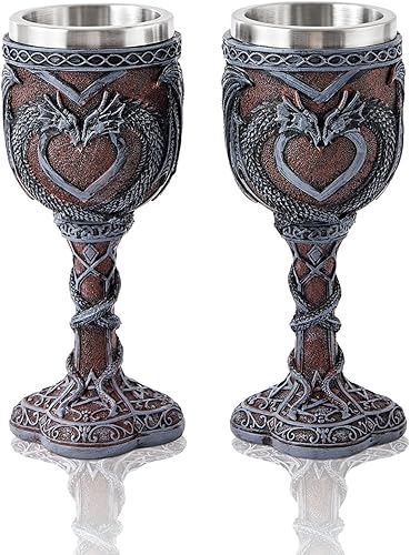 Miniatura 9 de Cáliz de Dragón Plateado, Cáliz Medieval de Acero Inoxidable Dungeons and Dragons. Regalo Coleccionable de Dragón Dragón plateado,Black Draon 2