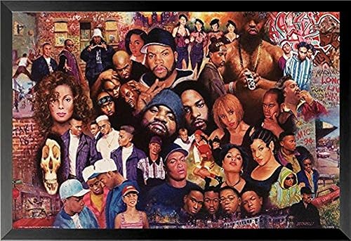 buyartforless Póster enmarcado de leyendas del rap y hip hop 80'Sand 90's 36x24