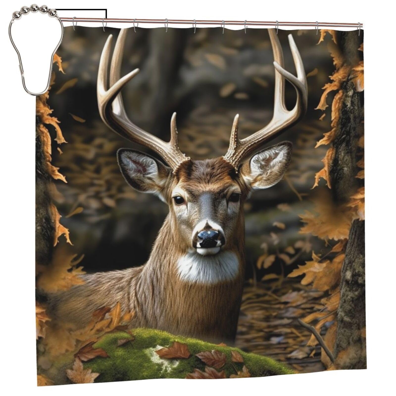 FodPand Camouflage Deer Shower Curtain 70"x70" Waterproof Long Bathroom Curtain Heavy Duty Thick Cloth Bath Curtain Set with Hooks, Modern Abstract Art Pattern Bathroom Shower Curtains