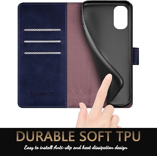 Miniatura 6 de SUANPOT Funda tipo cartera para Moto G Stylus 2022 5G con bloqueo RFID, soporte para tarjetas de crédito, funda de piel sintética con tapa para
