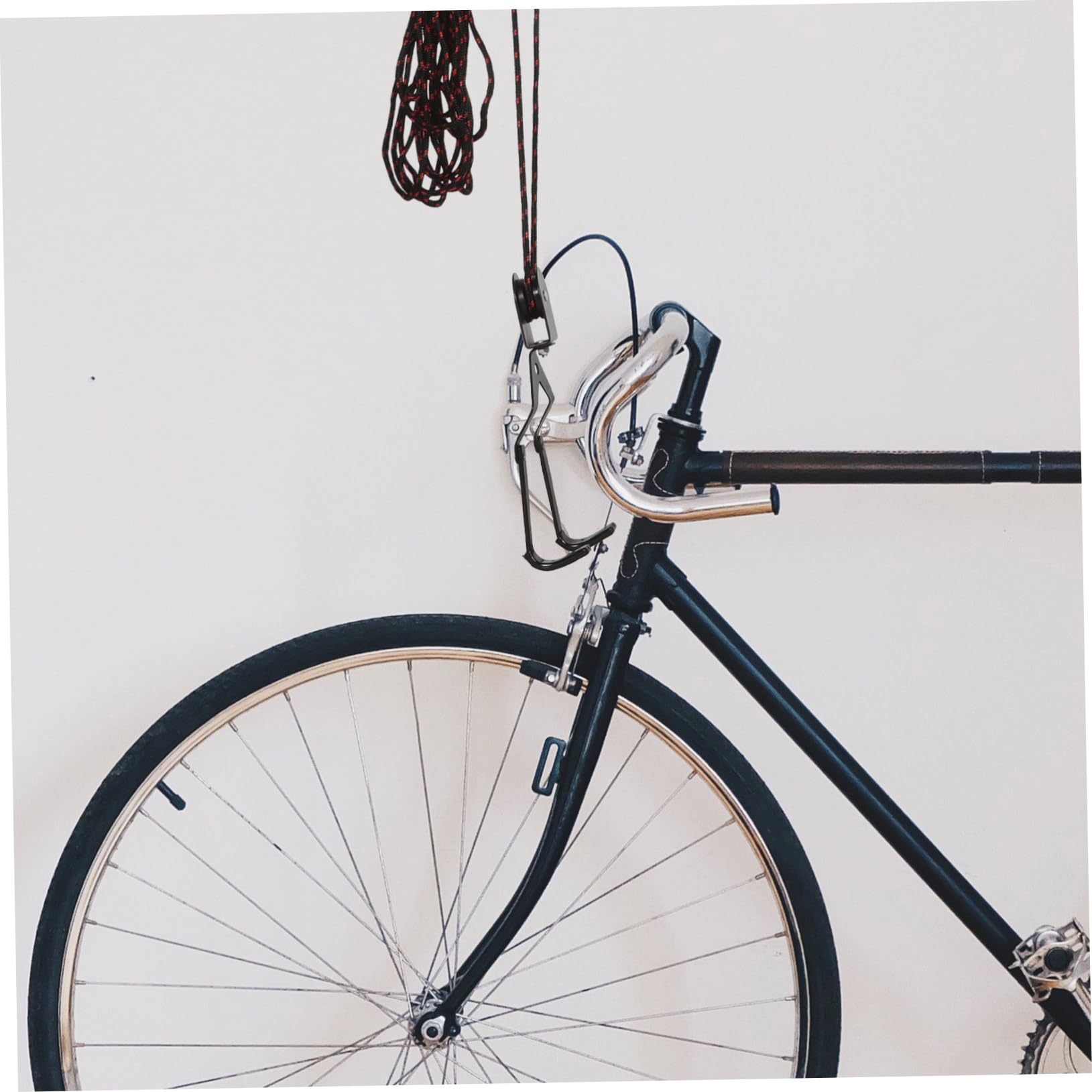 Fahrradlift mit Flaschenzug für Garage und Leiter, Schwarz, Stahl