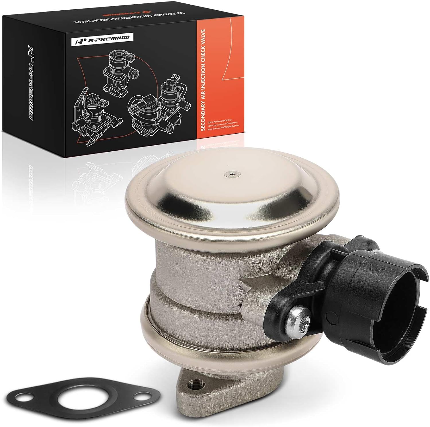 A-Premium Secondary Air Injection Check Valve Compatible with Volkswagen Jetta 1994-1999, Passat 1996-1997, Golf 1995-1998, EuroVan 1997/1999-2000, Air Pump Check Control Valve with Gasket