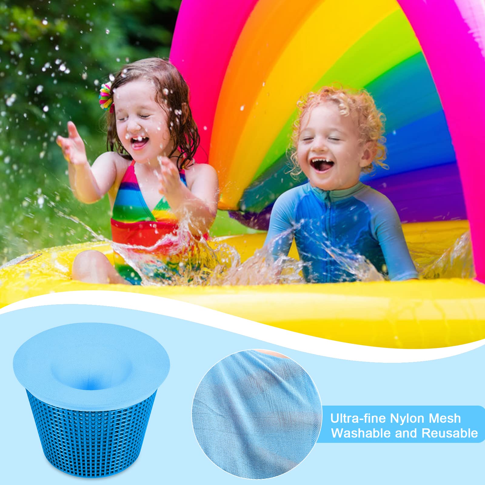 ZZRSYJ 20 Pezzi Calzini da Skimmer per Piscina, Skimmer Nylon Riutilizzabile, Calzini Skimmer Piscina Nylon, Elastico Calze da Filtro per Piscina per Piscina per Intrappolare Foglie, Capelli, Insetti