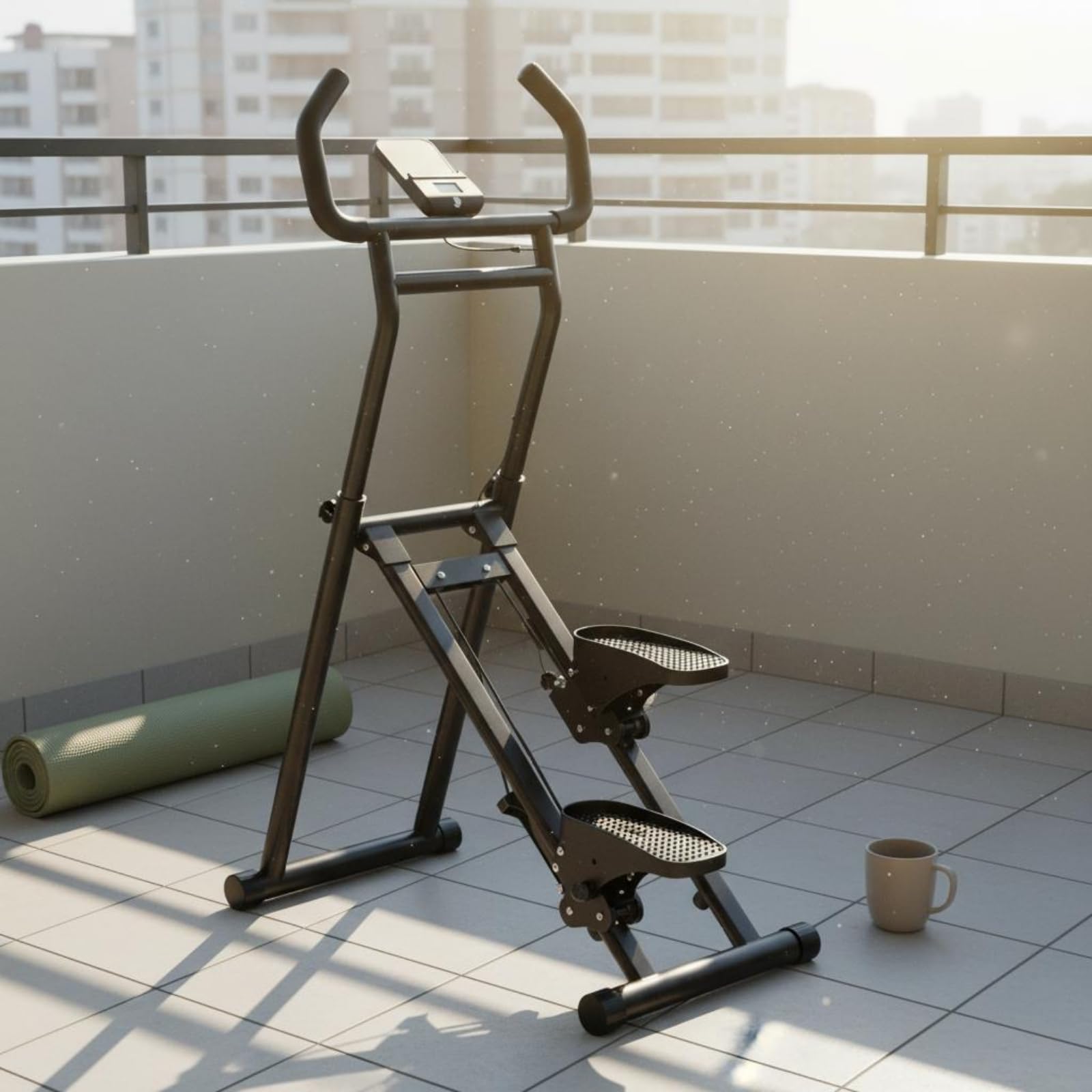 Milageto Saliscale Fitness Domestico Salvaspazio Stepper Verticale Regolabile Struttura Robusta Stepper Display Display Digitale per Casa