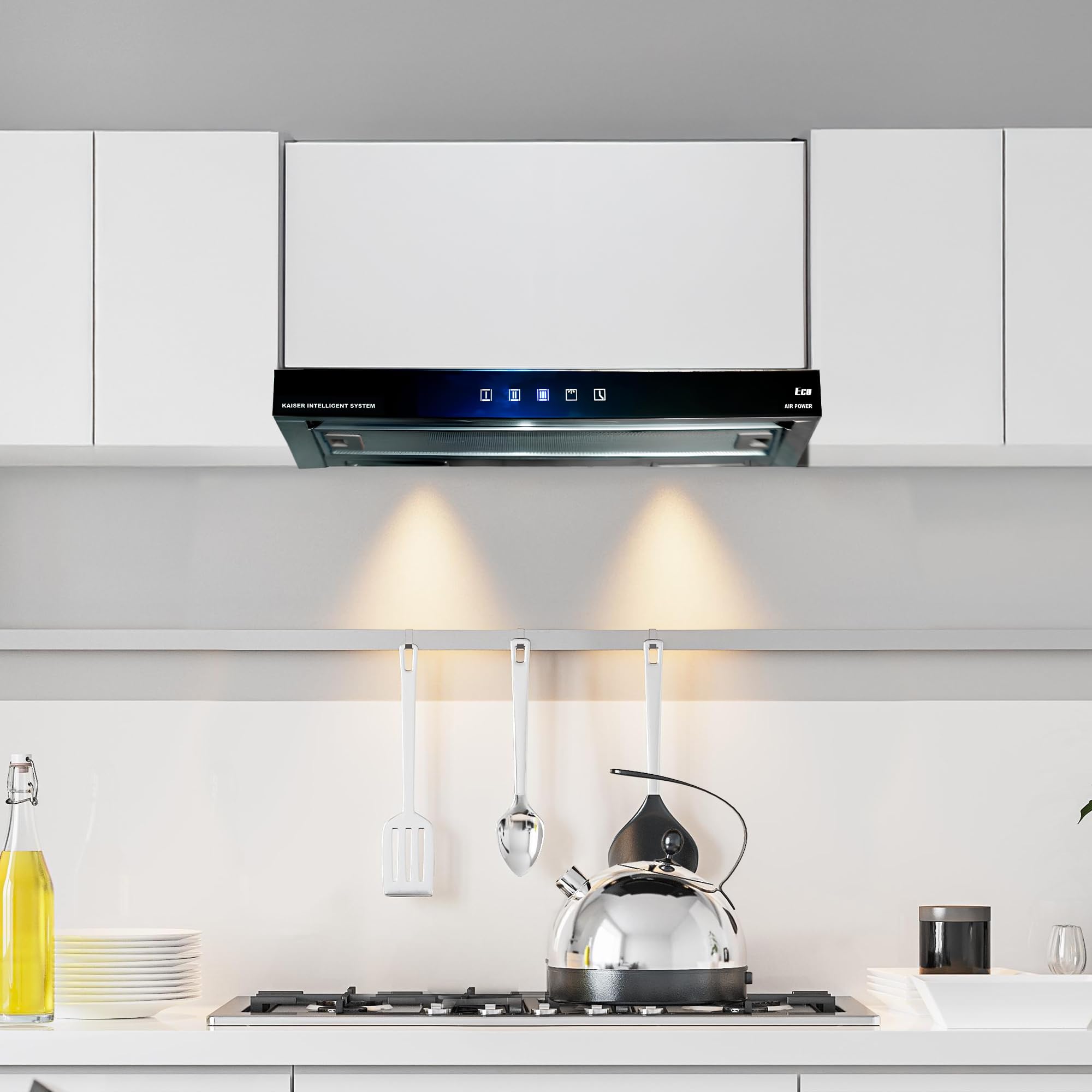 Kaiser EA 644 Eco Einbau Dunstabzugshaube 60 cm Edelstahl Schwarzglas 910 m³/h TouchControl LED Umluft Abluft