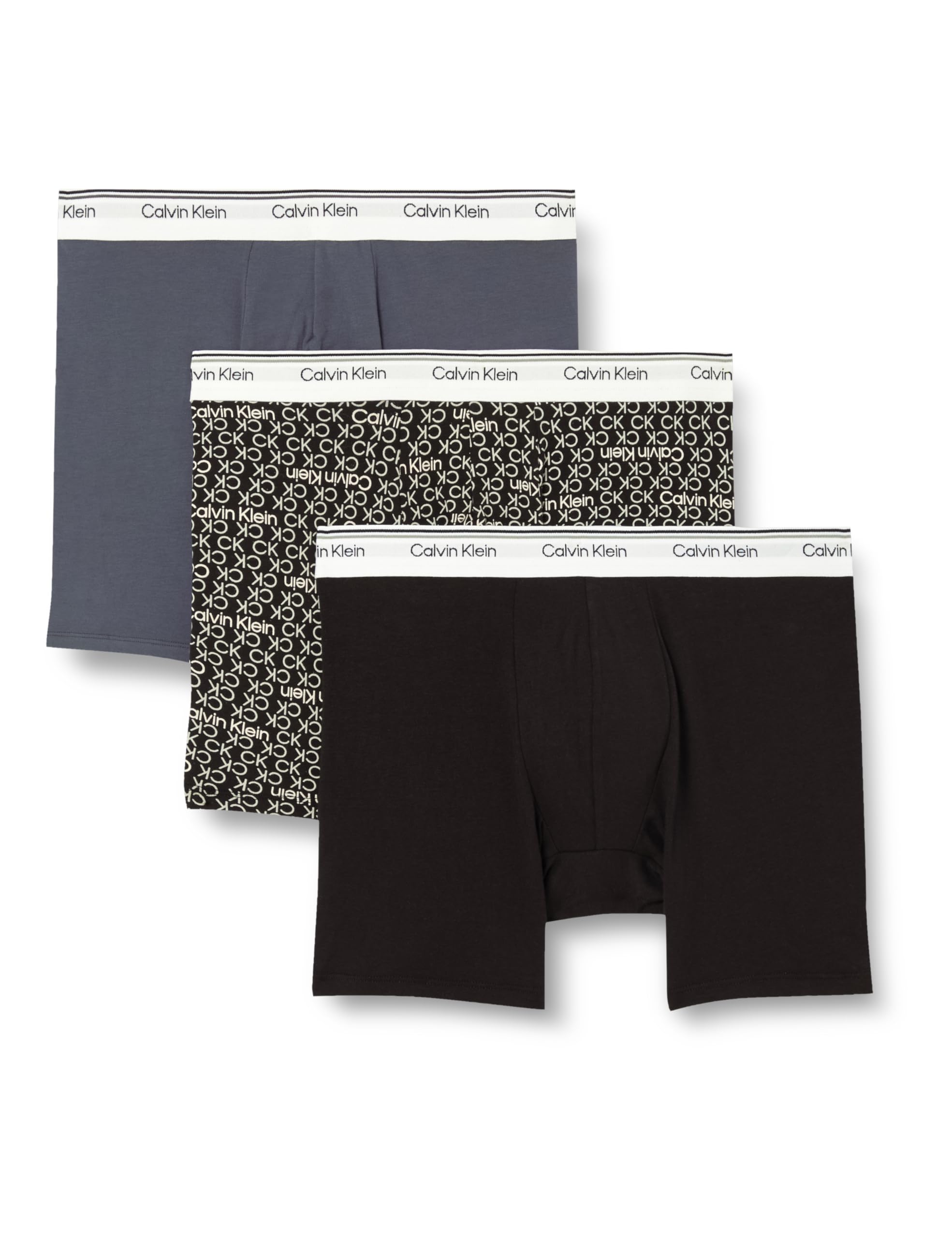 Calvin Klein Men’s 3 Pack Balance Trunks with Logo Waistband, Black (Black), M