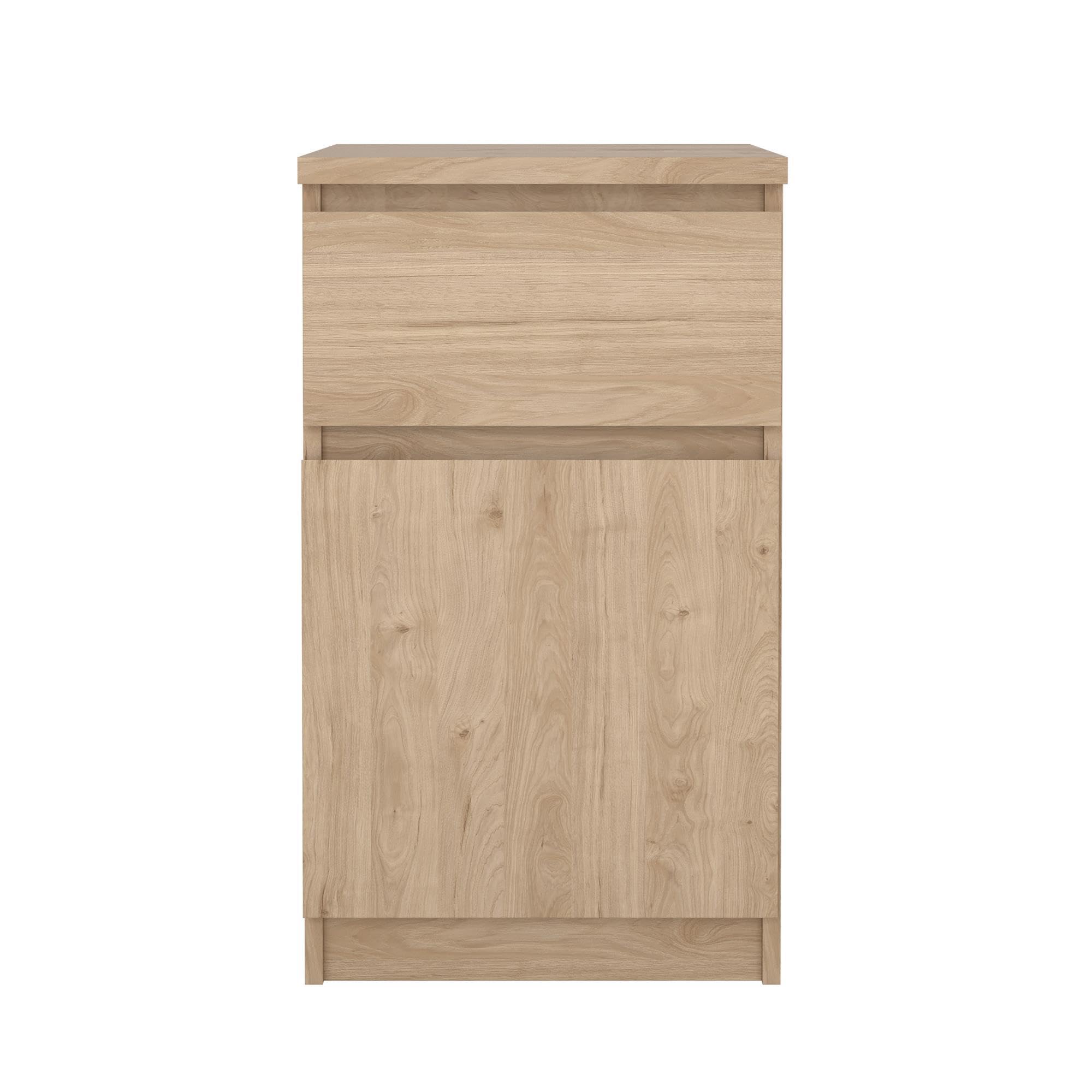 Juego de 2 Mesitas de Noche, Mesas Auxiliares SIL Oak con 1 Puerta y 1 Cajón,Color Jackson Hickory, 41 x 40 x 70 cm