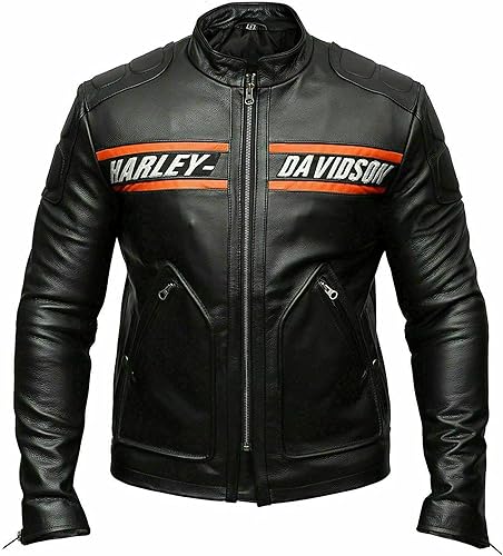 Goldberg - Chaqueta de cuero de vaca para motocicleta, color negro Screaming Eagle (XXL, pecho del cuerpo 46 pulgadas entre 48 pulgadas), Negro -