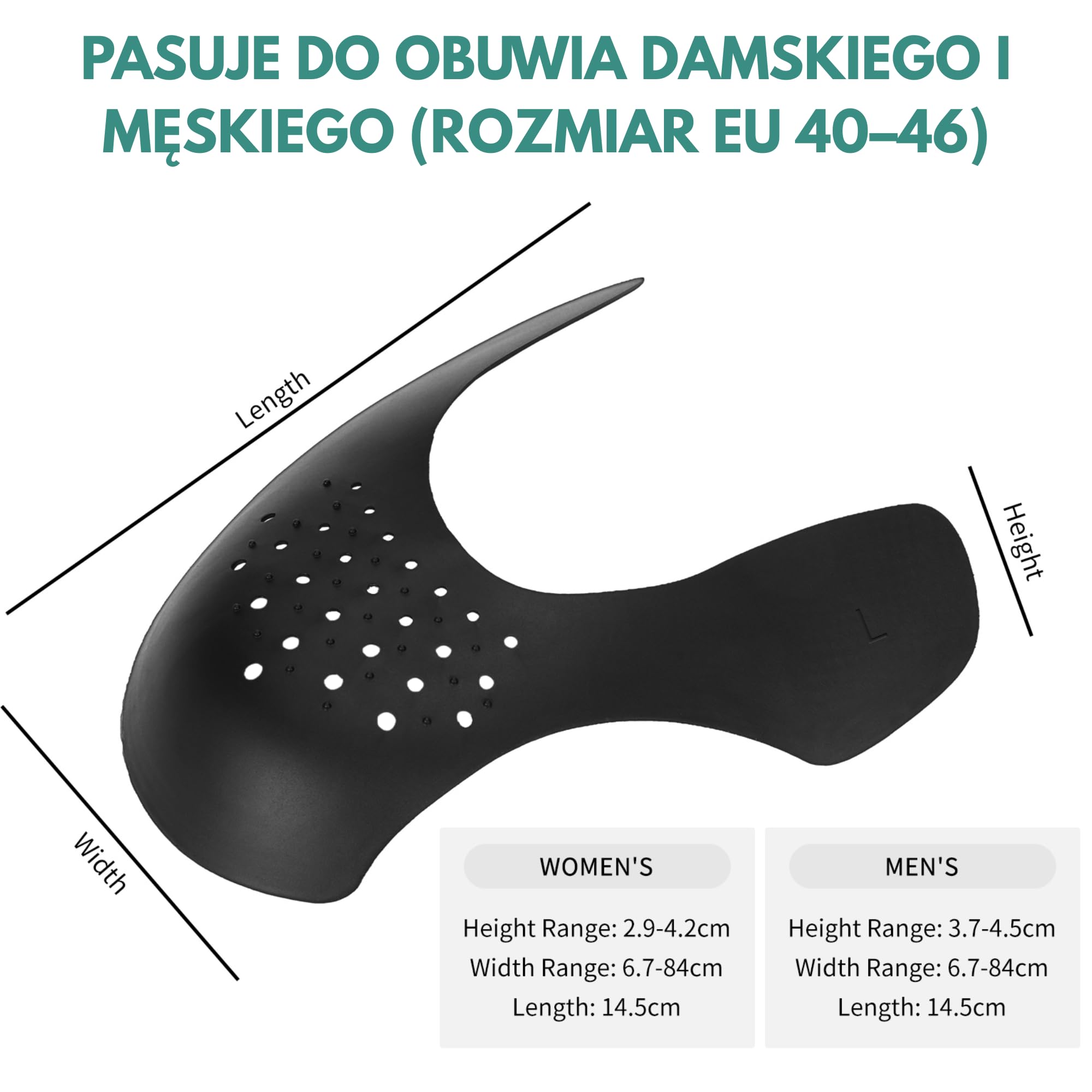 5 par ochraniaczy na zagniecenia butów Unisex rozmiar 40-47, Ochrony przed Zagnieceniami Obuwia, Osłony Pudełek na Palce, Ochronniki Obuwia, Zapobiegacze Zagnieceń dla Obuwia Sportowego, Air Force 1, Jordan 1, Dunks, Czarne