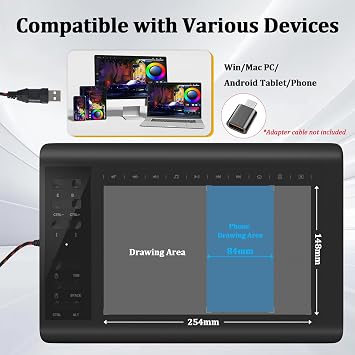 IMAGE Drawing Tablet 10x6 Inch, 8192 Pressure Levels & Battery-Free Pen | 12 Shortcut Keys, Graphics Tablet Compatible with Windows/Mac/Android, Ideal for Beginners Digital Art & Online Teaching