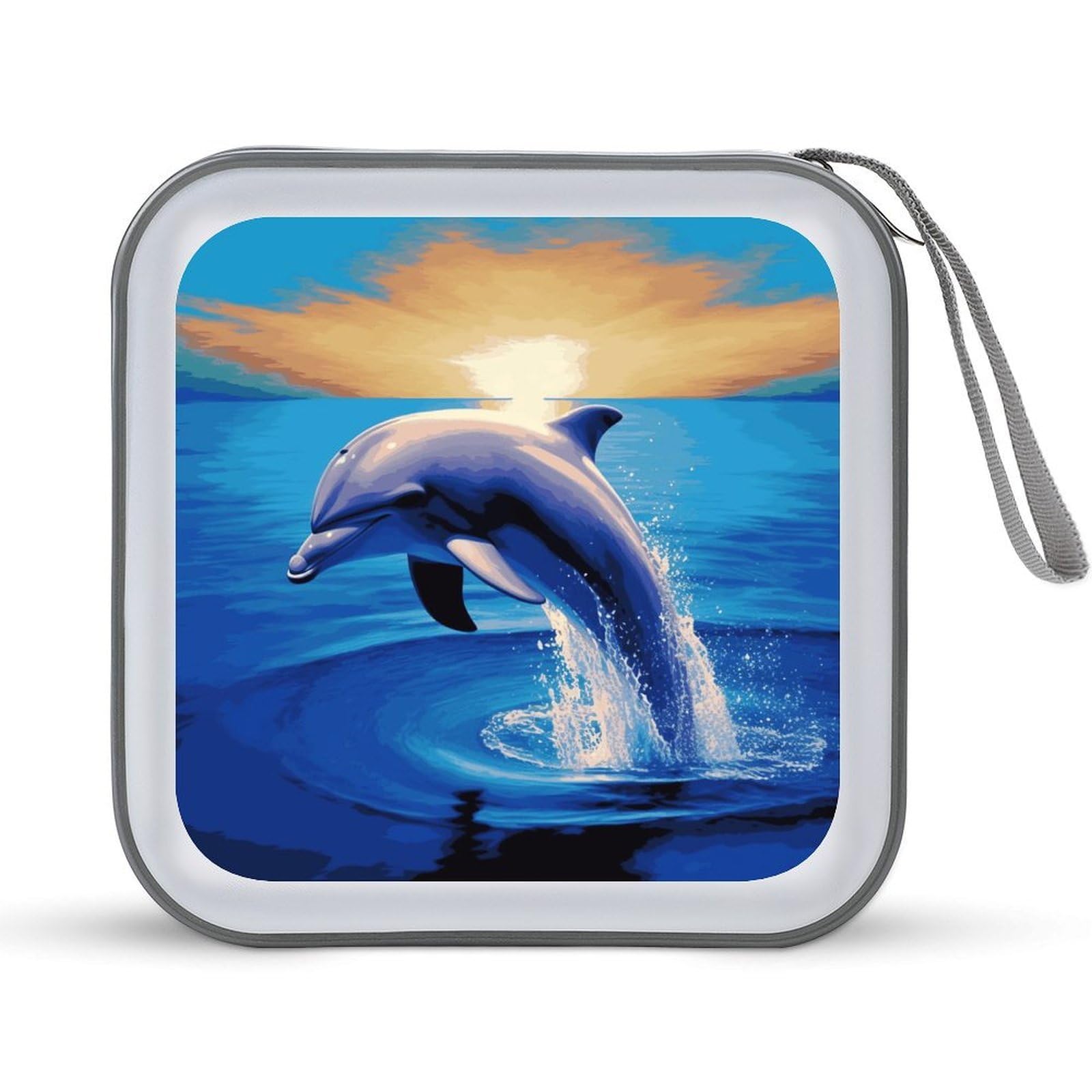 JTREHY Elegant Dolphin CD Case 40 Capacity Case Zipper CD Collection Bag with Handles Cover DVD Storage Hard Plastic DVD Disc Cases Storage Binder for Car Home Office Travel