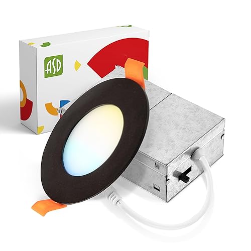 ASD Iluminación LED empotrable ultrafina de 6 pulgadas, bronce aceitado, 5 CCT 2700K-5000K, 15W 60W Eqv, techo regulable sin lata, luz descendente