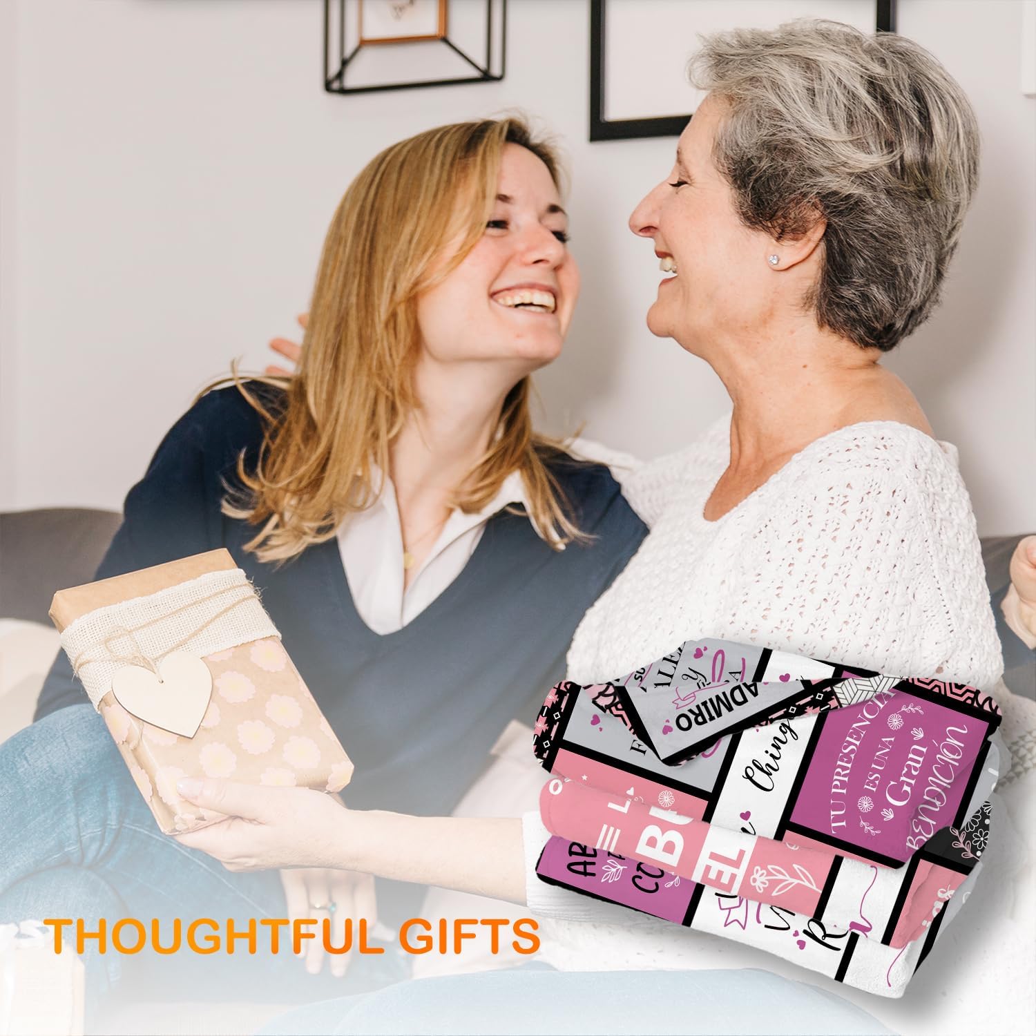 Trendy Abuela Grandma Blanket, Grandma Gifts from Grandkids, Grandmother Gifts for Birthday Christmas, Spanish Abuela Throw Blankets for Bedroom Living Room Home Decor, 50x60 Inches - Image 2