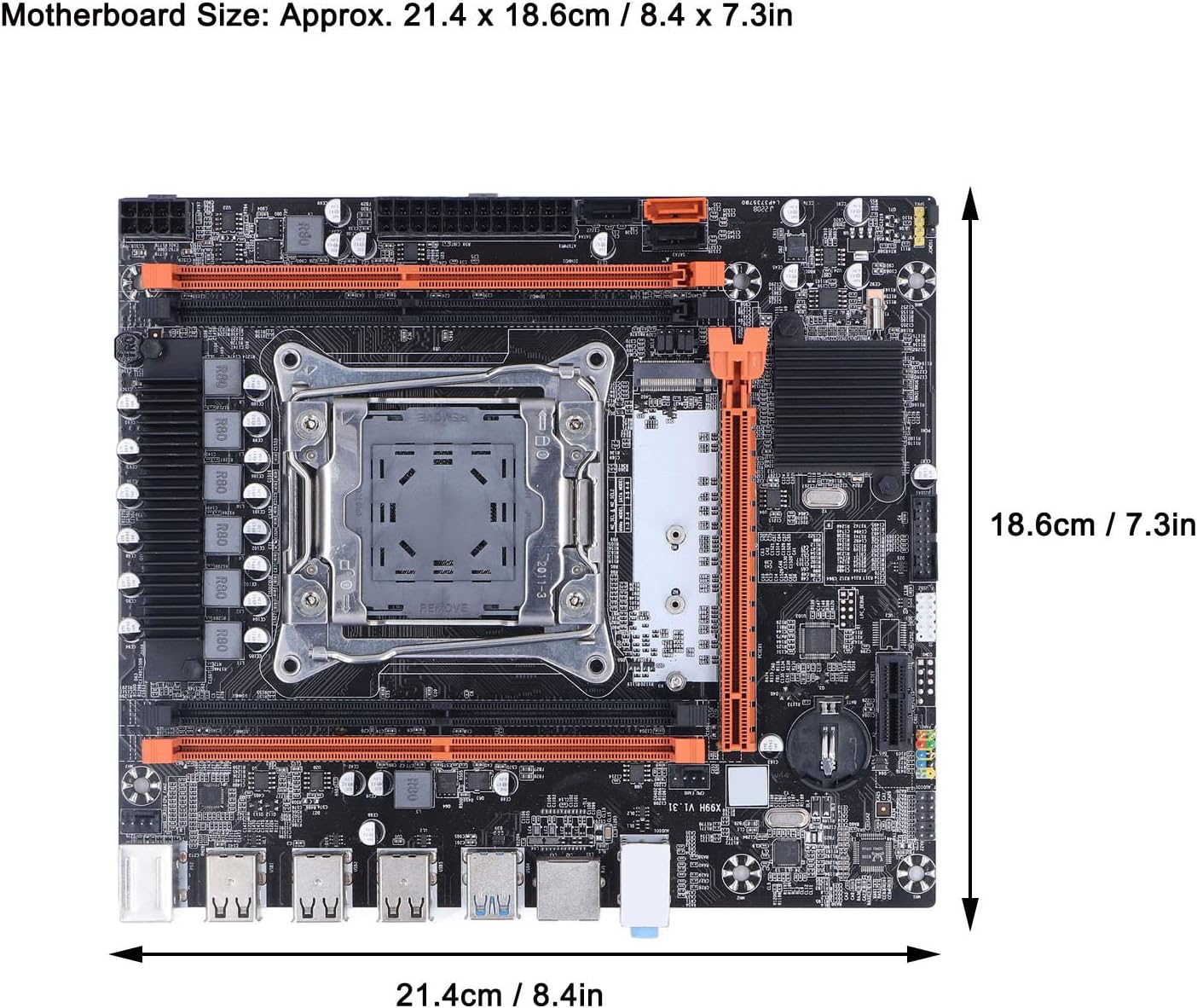 LGA 2011-3 DDR4 Motherboard - Supports for H81, DDR4 2666/2400/2133MHz, 1x PCIe x16 & X1, USB 3.0, USB2.0, SATA, RJ45, NVME M.2 PC Mainboard for Desktop
