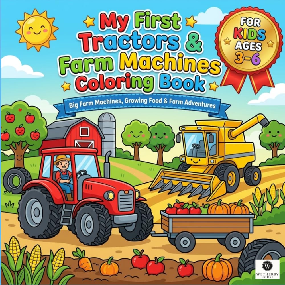 My First Tractors and Farm Machines Coloring Book: A Fun Country Agriculture Equipment and Harvesting Activity Book for Kids