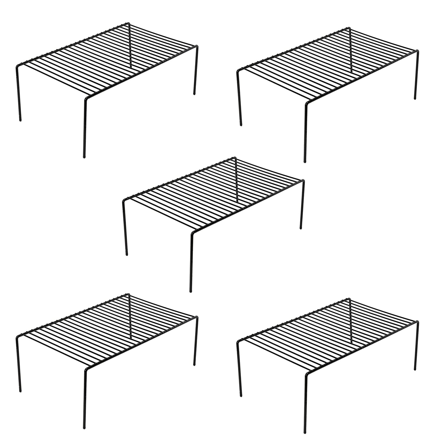 Juego de 5 organizadores de estantes de cocina grandes (15.7 x 9.4 pulgadas), estantes de almacenamiento de despensa, estantes de platos para armarios, congelador, mostrador, organizadores de