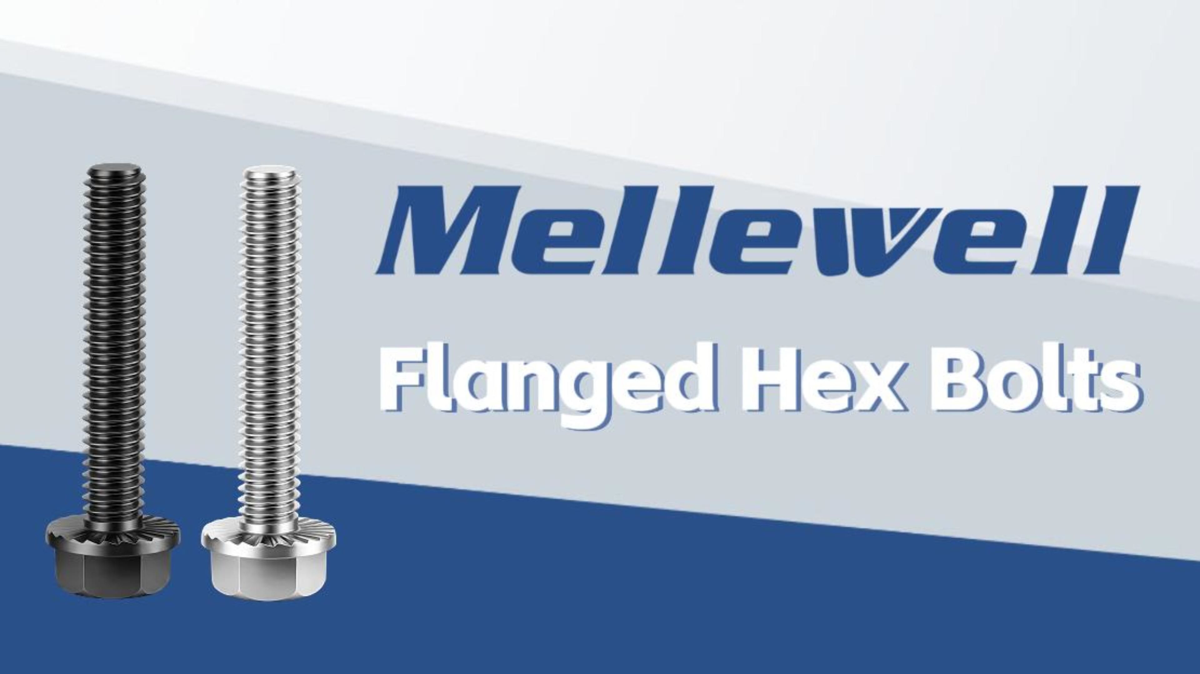 Image of Mellewell 1 /4-20 x 1-1 /2 inch Flanged Hex Head Bolts Flange Hexagon Screws, Stainless Steel A2, DIN 6921, 50 PCS