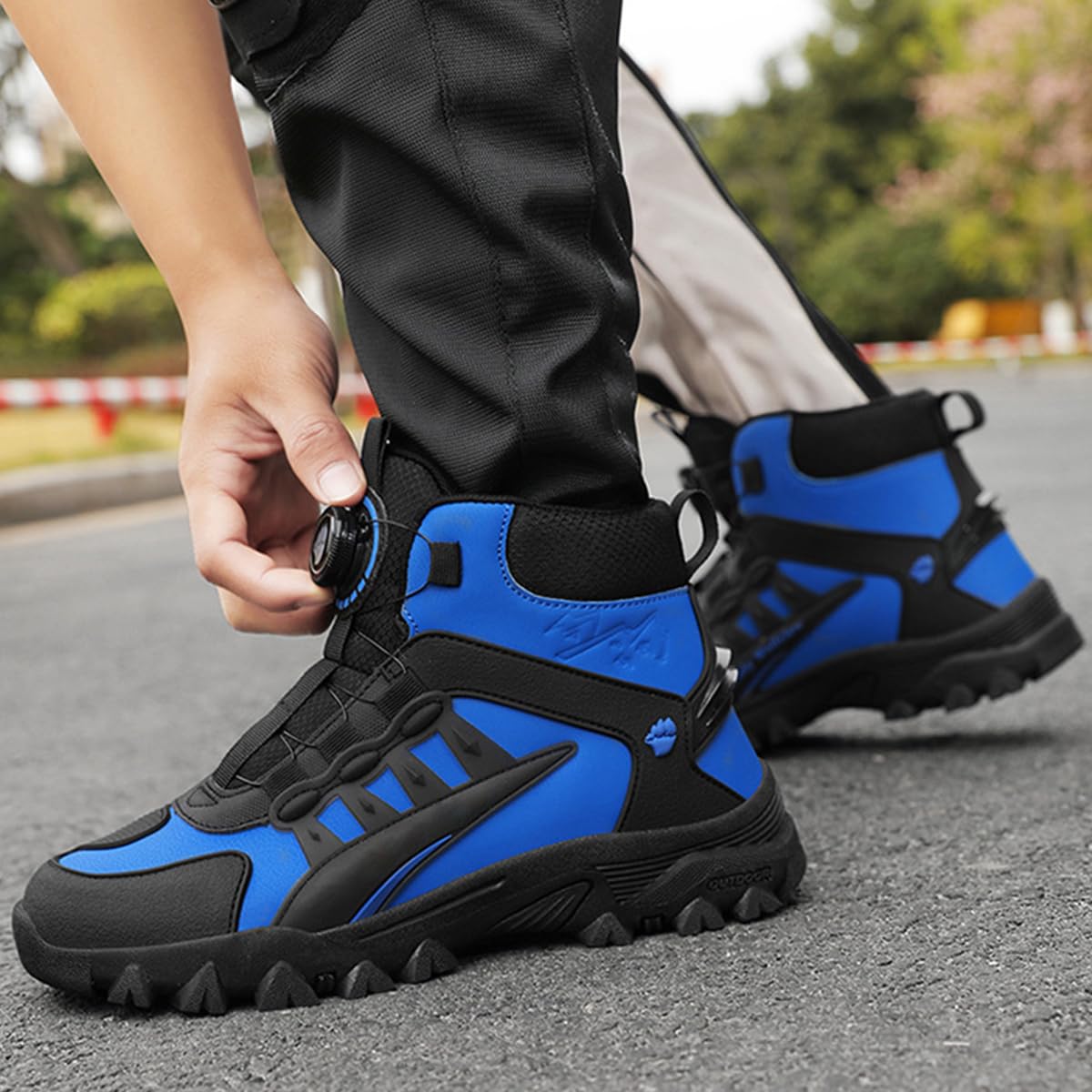 Motorradschuhe Herren Sommer Motorradstiefel atmungsaktive mit Schaltpolster, rutschfeste Sohle Powersportschuhe Motororad Sneaker