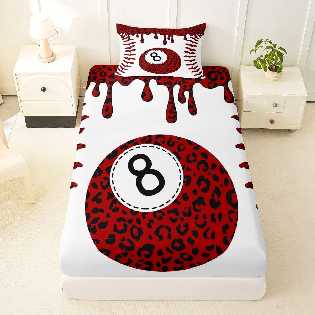 Erosebridal Leopard Print Fitted Sheet Twin Size for Kids Adult