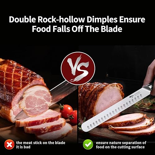 Vista 3 de MAD SHARK Cuchillo para cortar pechuga, cuchillo de barbacoa de 10 pulgadas, cuchillo de barbacoa de alta calidad, diseño de espiga completa