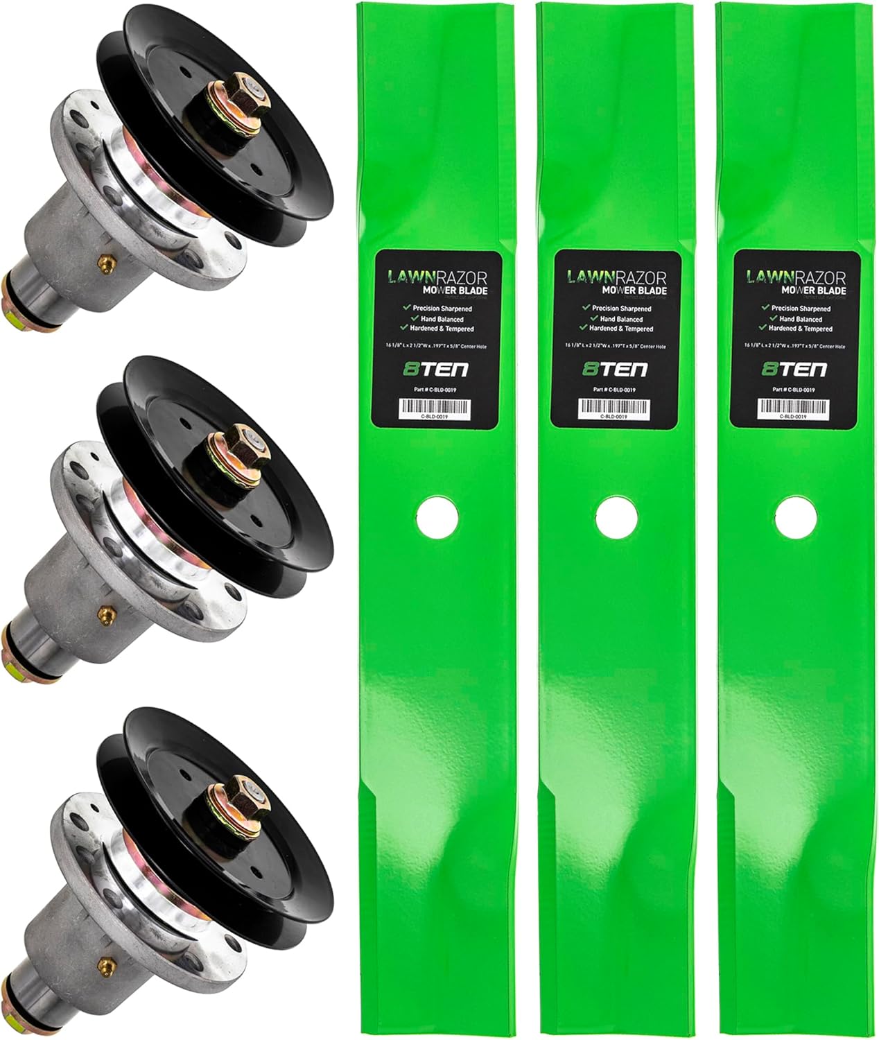 8TEN Deck Spindle Blade Kit Set Combo 48 inch for Exmark Lazer Z HP Zero Turn Mower 103-1183 1-323515