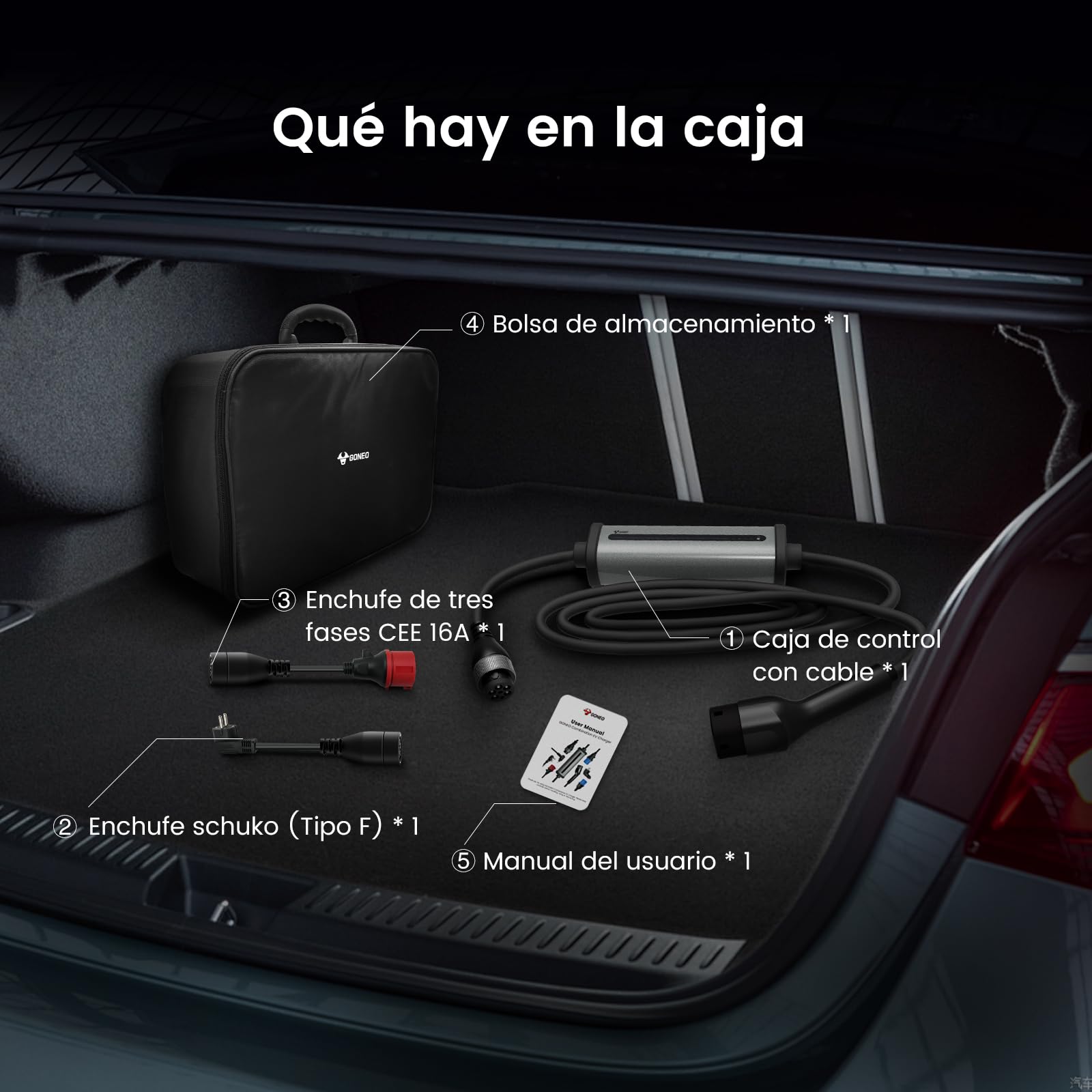 Cargador Coche Electrico Tipo 2 11Kw/7m Trifasico Cable de Carga de Vehículo Eléctrico 8-16A IP66 de Cargador de Vehículo Eléctrico con Enchufe Schuko UE y Enchufe CEE para Model Y/3Q3 y Otros EV/PHEV