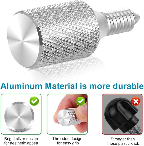 2PCS Attachment Hub Thumb Screw for Kitchenaid Stand Mixers, Long Knob Screw Accessory Replacement Part, Silver