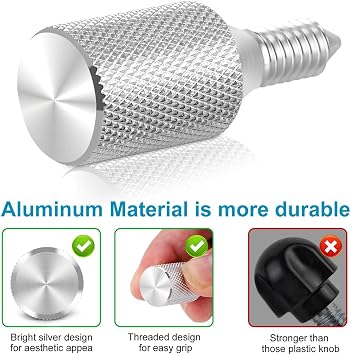 2PCS Attachment Hub Thumb Screw for Kitchenaid Stand Mixers, Long Knob Screw Accessory Replacement Part, Silver