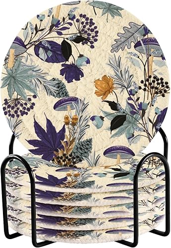 Miniatura 1 de Monotine on Blue Shade Autumn Night Drink Coasters Absorbent Drink Coasters for Tabletop Protection Set of 6 with