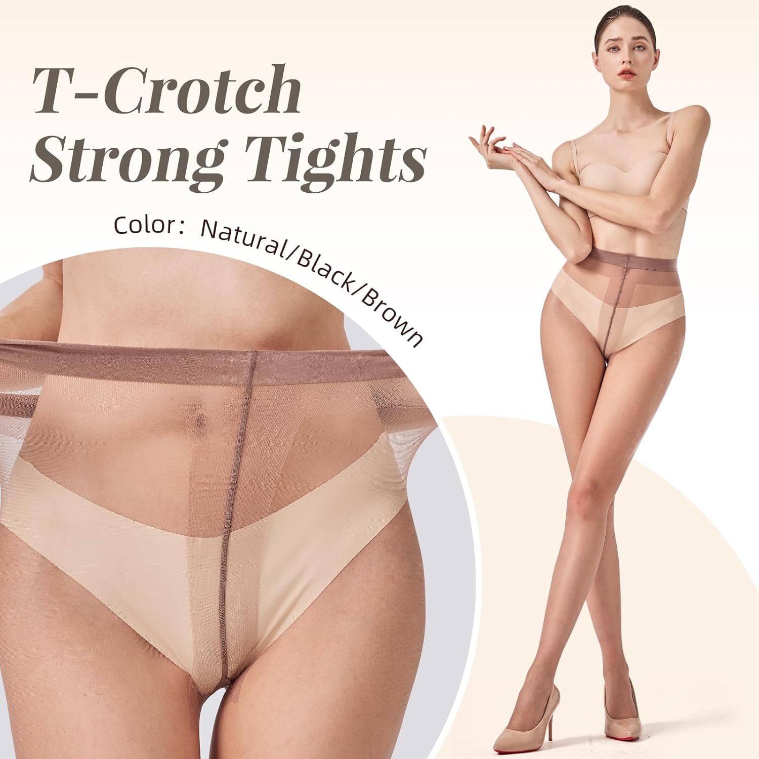 3 Pairs Sheer Pantyhose for Women T-Crotch Tights 20D Ultra Thin High Waist Stockings - Image 2