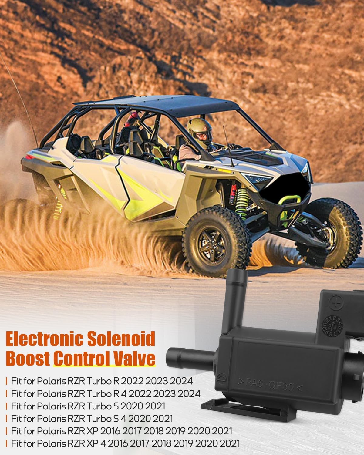Electronic Turbo Turbocharger Boost Control Solenoid Valve Fit for Polaris RZR Turbo R/R 4 RZR Turbo S/S 4 RZR XP/XP 4, Replace 4011285